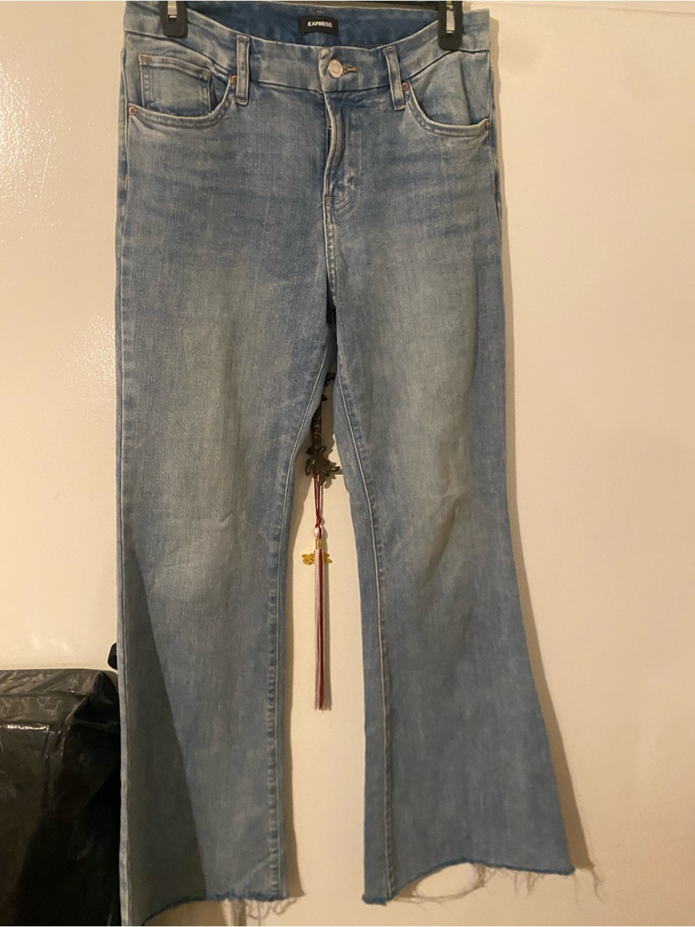 Express Light Wash Med-Rise Wide Leg Jeans